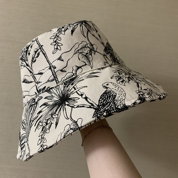 ボタニカル＆バードプリントバゲットハット　　su0051