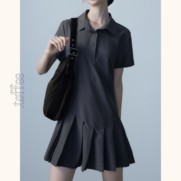 ポロカラープリーツミニスカート　Z00465