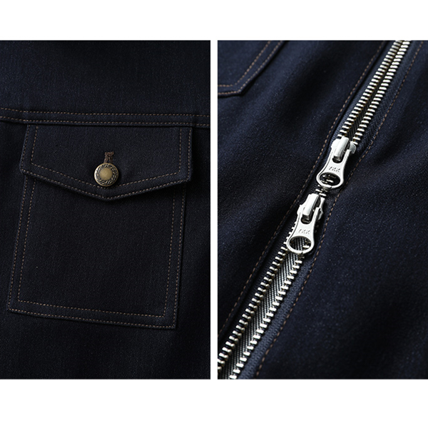 ジップジャケット＆フロントスリットロングスカートのデニムセットアップ　Z00475