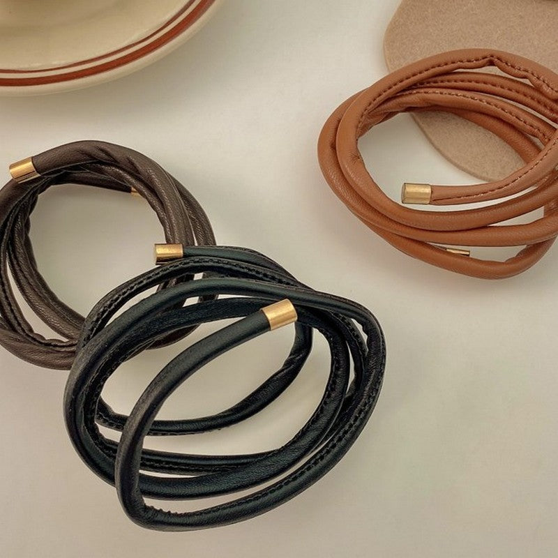 自由自在なレザー風ヘアアクセ  ac0002