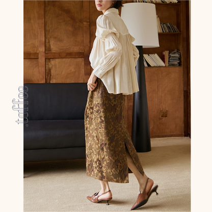 パフスリーブジャガードブラウス　《Z00808》