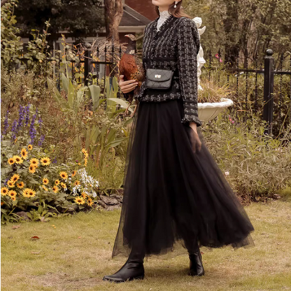 【2color】メッシュフェアリーロングスカート Z00189