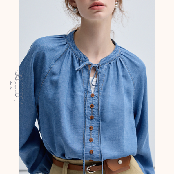 フロントリボンデニムシャツ　Z00458　