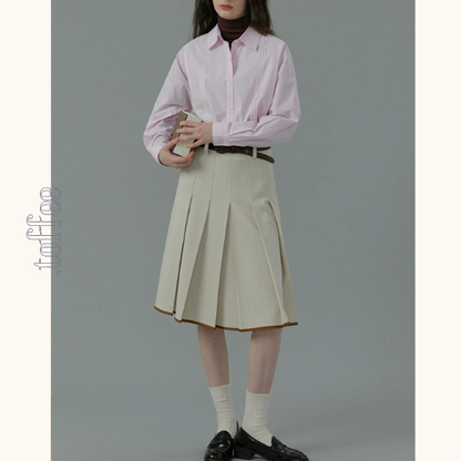 【2color】コントラストカラーヘムプリーツスカート《Z00834》