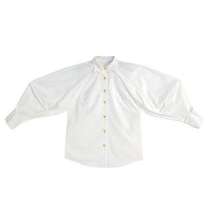 【2color】立体アートを纏う：キツネボタンの折り紙ブラウス C0174