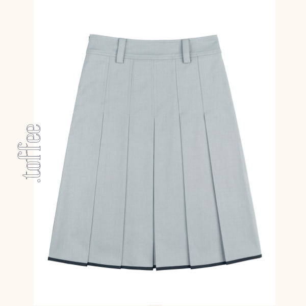 【2color】コントラストカラーヘムプリーツスカート《Z00834》