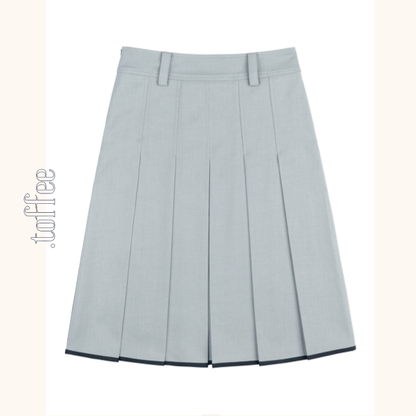 【2color】コントラストカラーヘムプリーツスカート《Z00834》