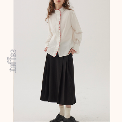 コントラストラッフルディテールブラウス《Z00845》