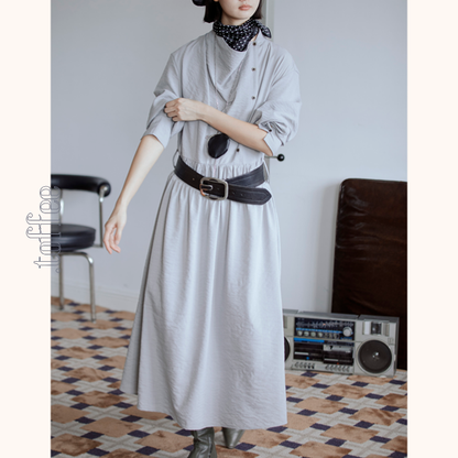 【2color】斜め前立てロングワンピース　Z00551