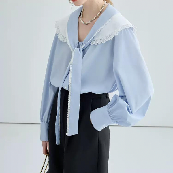 フリルカラーボウタイシャツ w-139