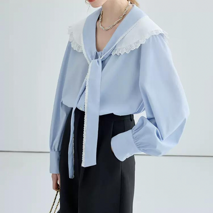 フリルカラーボウタイシャツ w-139