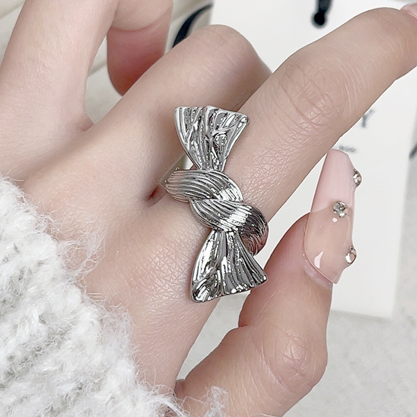 シルバーリボンブレスレット＆リングの2点セット　Z00406