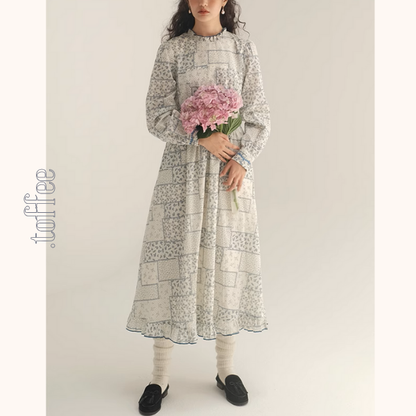 パッチワーク小花柄ロングワンピース《Z00986》