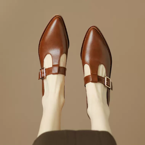 【２color】レトロベルトバックルポインテッドシューズ AU-267