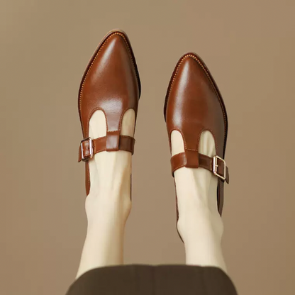 【２color】レトロベルトバックルポインテッドシューズ AU-267