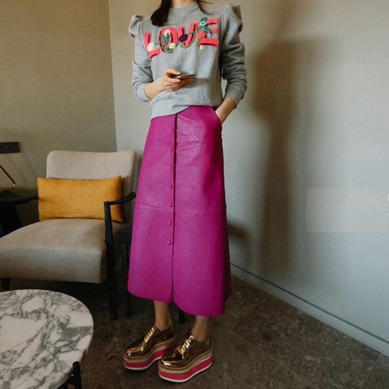 ローズレッドなハイウエストスカート sk0005-1