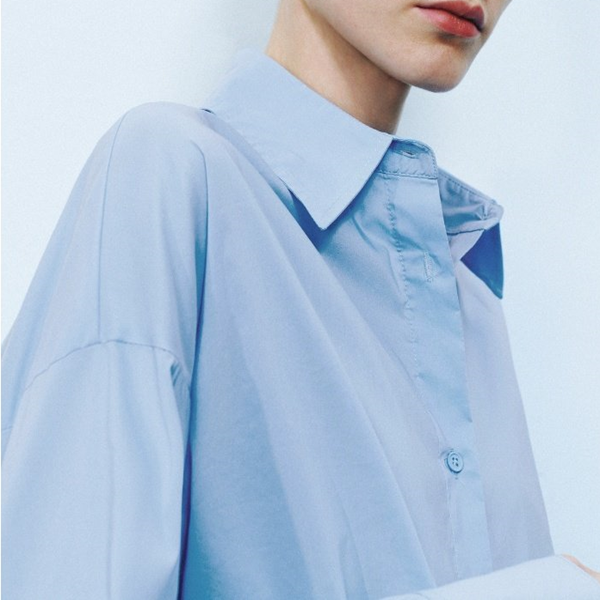 ボタニカルメッシュブルーシャツ　Z00541