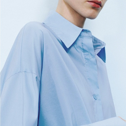 ボタニカルメッシュブルーシャツ　Z00541