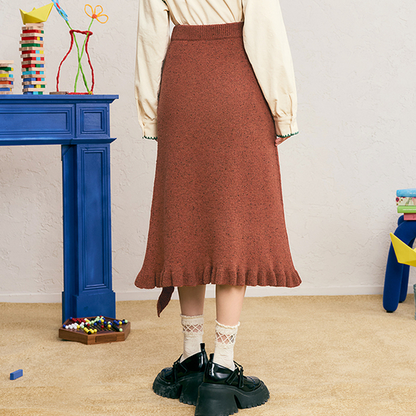 フラワー刺繍＆フリルヘムロングスカート 《Z00686》