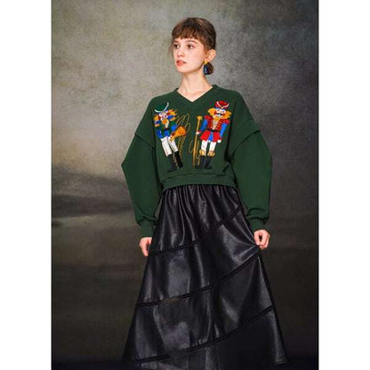 フェイクレザーエスカルゴスカート C0110