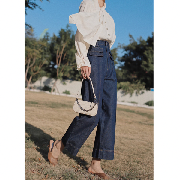 ダブルフラップワイドデニム w-151