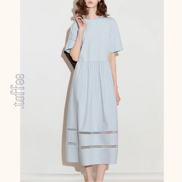 【2color】メッシュレースAラインミモレ丈ワンピース《Z00924》