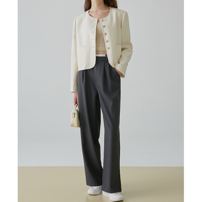 【2color】タック入りシンプルスラックス X-379