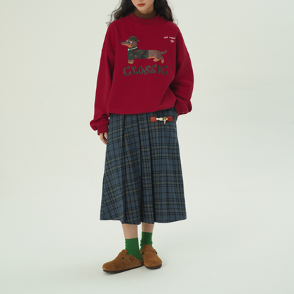 【2color】ホーンボタンチェック柄ロングスカート　Z00607