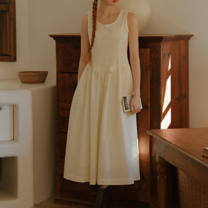 立体フラワー装飾ノースリーブワンピース《Z00828》