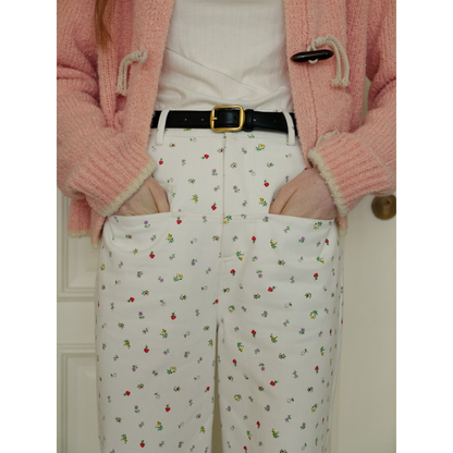 小花柄ワイドレッグカジュアルパンツ Z00017