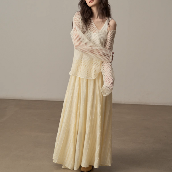 【4color】メッシュオーバーサイズニットトップ《Z00998》