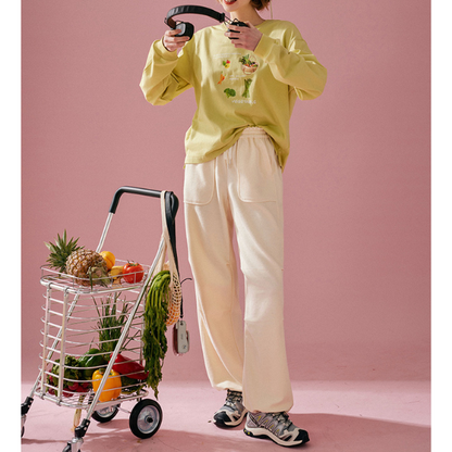 【2color】ベジタブルプリント入りロングTシャツ Z00128