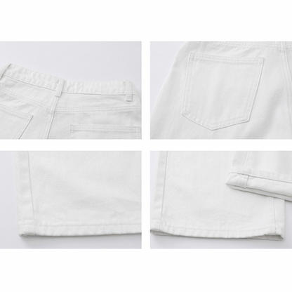 タック入りホワイトストレートデニム X-294