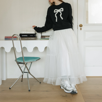 ラウンドネックリボンスウェットシャツ Z00138