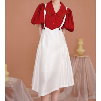 【2color】Vカットストラップワンピース X-185