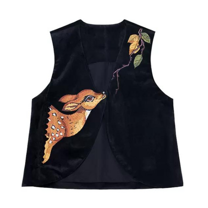 バンビ柄ノーボタンベスト AU-339