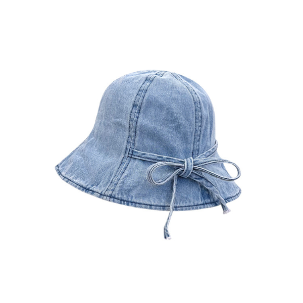 【3color】リボン付きウオッシュデニムドームハット Z00159