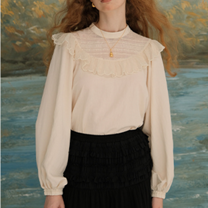 パールデコラティブバルーンスリーブブラウス Z00627