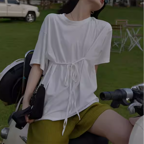 【2color】ウエストリボンTシャツ X1-009