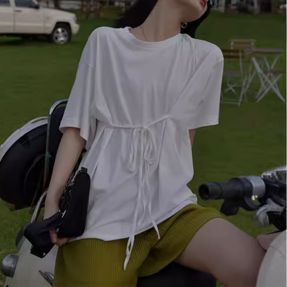 【2color】ウエストリボンTシャツ X1-009