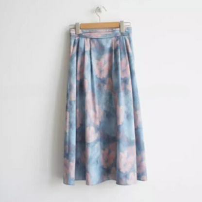 油絵風フラワープリントスカート X-270