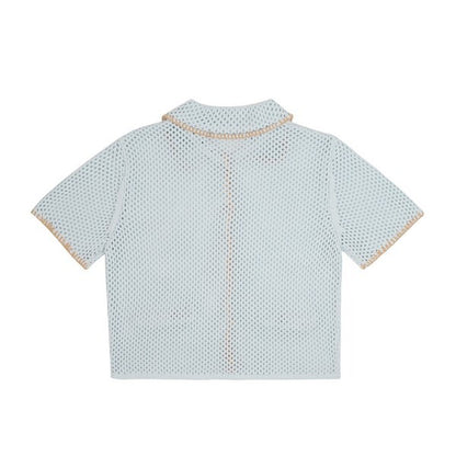 ショートニットメッシュカーディガン Z00386