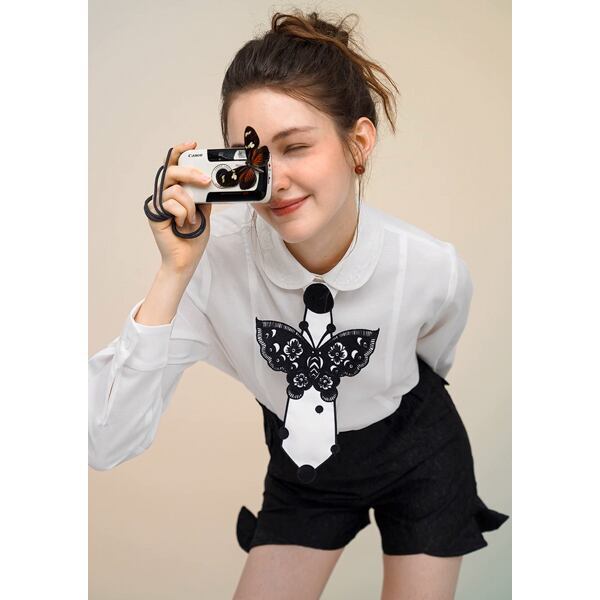 【2color】レトロバタフライ刺繍　ネオネクタイ C0137