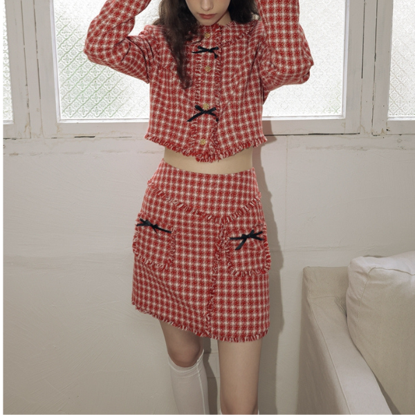 千鳥格子フリンジエッジセットアップ Z00018