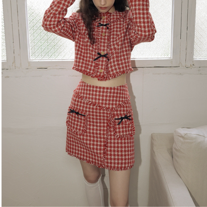 千鳥格子フリンジエッジセットアップ Z00018