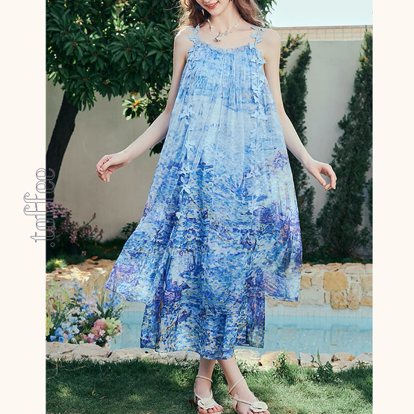 レイヤード風マリンテイストサスペンダーワンピース《Z00970》