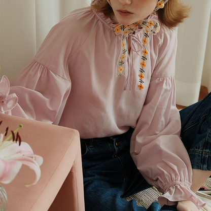 【2color】リボン＆フリルディテールブラウス　《Z00755》