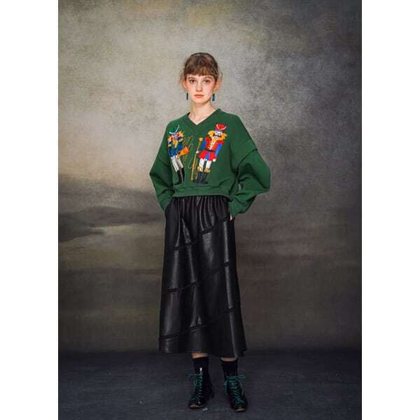 フェイクレザーエスカルゴスカート C0110