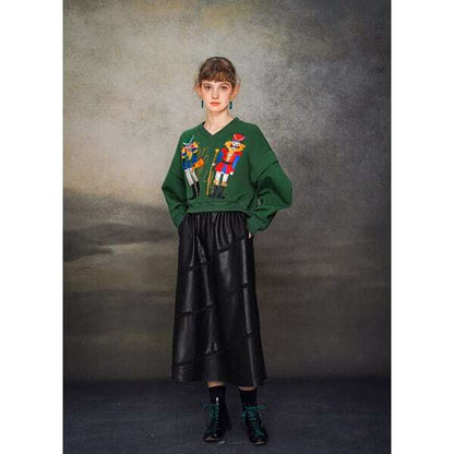 フェイクレザーエスカルゴスカート C0110