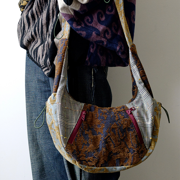 サイドチェックマルチカラーショルダーバッグ　Z00489